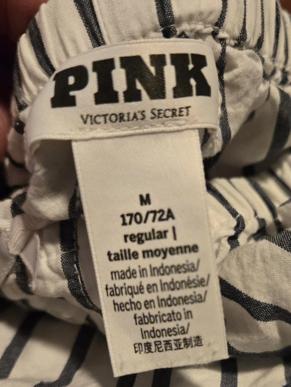PINK  Women’s Grey & Navy Raglan Tee, With Blue & White Striped Matching Set
